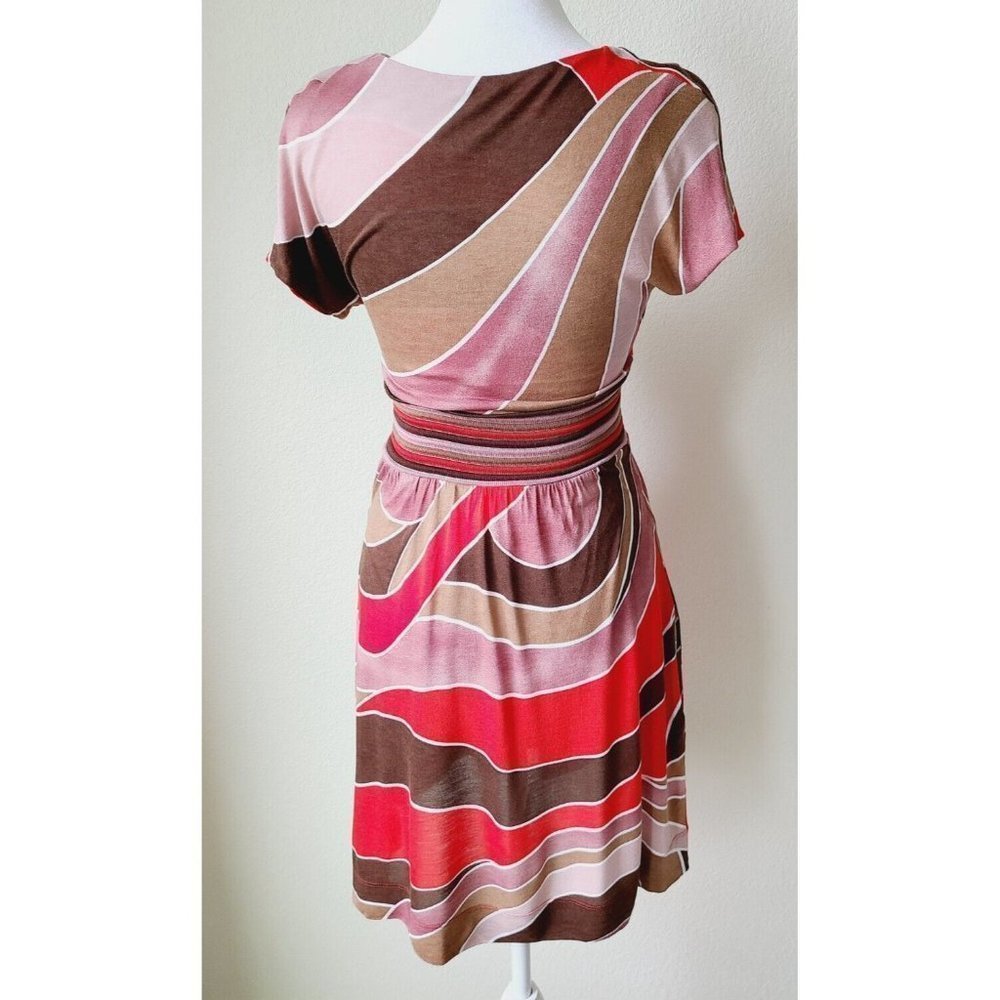 Missoni Women's Baby Doll Dress 4 Colorblock Stripes Orange Brown Mini - Picture 5 of 15